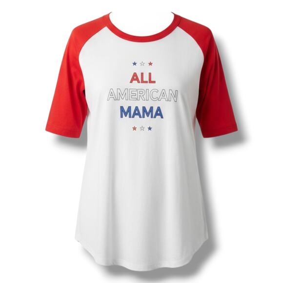 LuLaRoe Women’s Medium Red White Blue Patriotic Graphic Tee “All American Mama” - Picture 1 of 9